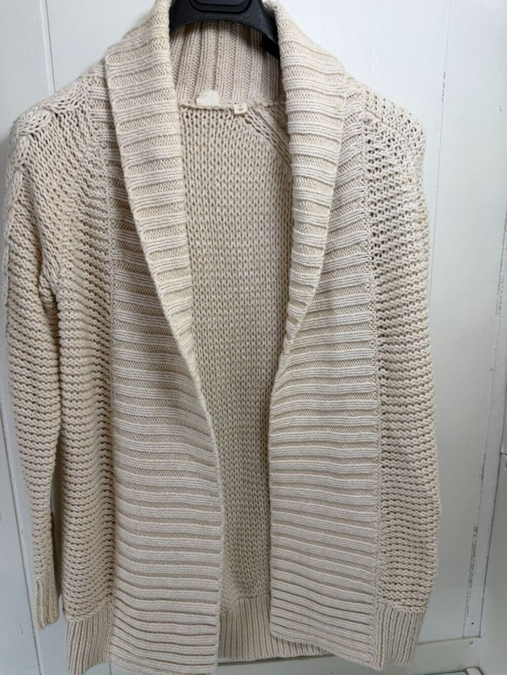 GAP Chunky Cable Knit Cardigan Sweater Women's Small S Open Front Ivory Y2K